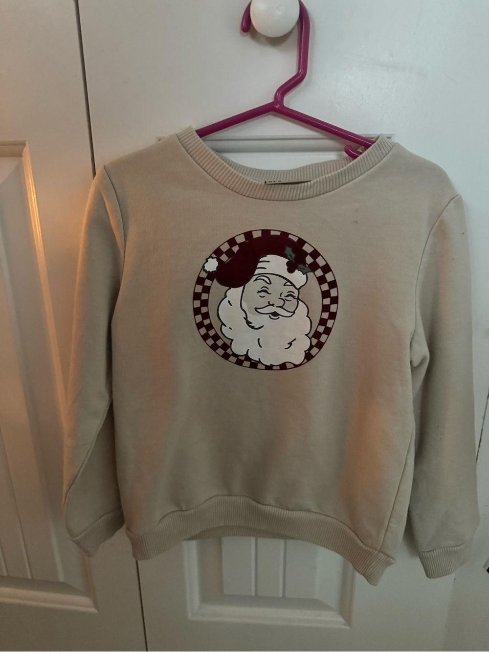 Nicole Miller Cream Kids Santa Graphic Crewneck Sweater